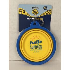Banana Boat Dog Water Bowl Travel Collapsible Silicone Carabiner Holds 34 oz